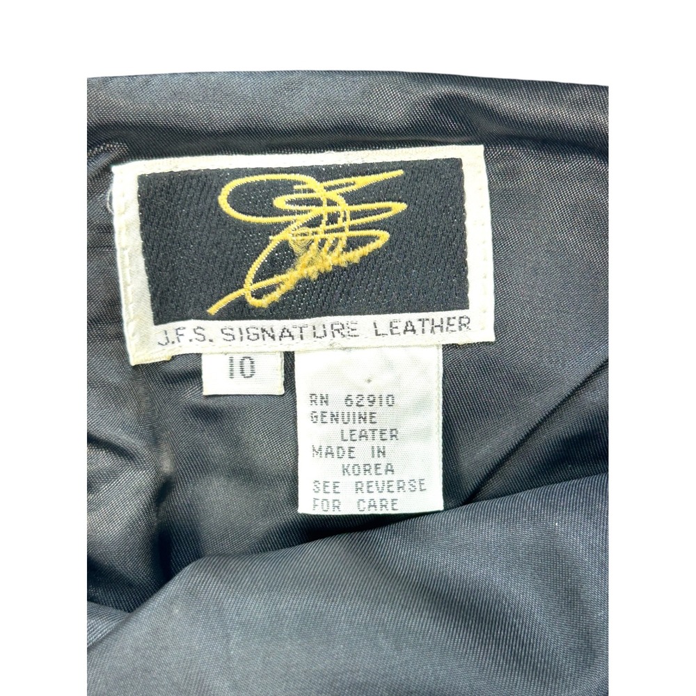 J.F.S. Signature Leather Black Genuine Leather Pencil Skirt Size 10 Vintage - Picture 3 of 6
